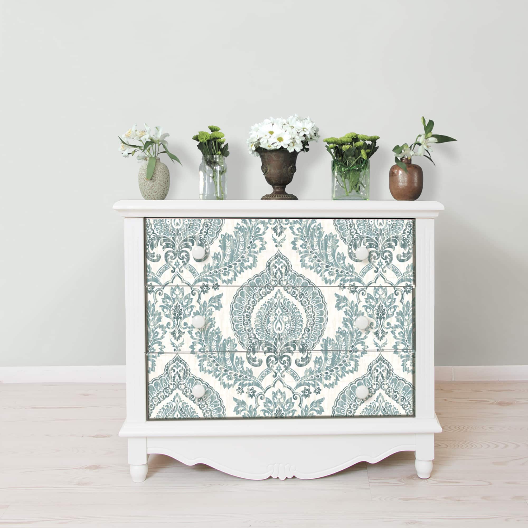 NuWallpaper Kensington Damask Blue Peel & Stick Wallpaper